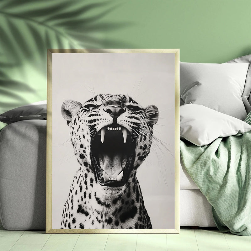 A Black And White Photograp Of Panther - Living Room - Canvas Wall Art - Print - Wall Decor