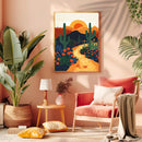 A Colorful Sun Illustration Of The Arizona Desert - Living Room - Canvas Wall Art - Print - Wall Decor