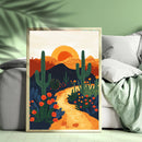 A Colorful Sun Illustration Of The Arizona Desert - Living Room - Canvas Wall Art - Print - Wall Decor