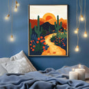 A Colorful Sun Illustration Of The Arizona Desert - Living Room - Canvas Wall Art - Print - Wall Decor