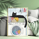 A Drawing Of A Black Cat Is Lying- Living Room - Canvas Wall Art - Print - Wall Decor