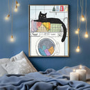 A Drawing Of A Black Cat Is Lying- Living Room - Canvas Wall Art - Print - Wall Decor