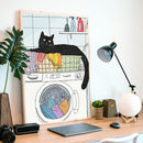 A Drawing Of A Black Cat Is Lying- Living Room - Canvas Wall Art - Print - Wall Decor