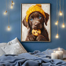 Chocolate Labrador Dog - Living Room - Canvas Wall Art - Print - Wall Decor