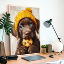 Chocolate Labrador Dog - Living Room - Canvas Wall Art - Print - Wall Decor