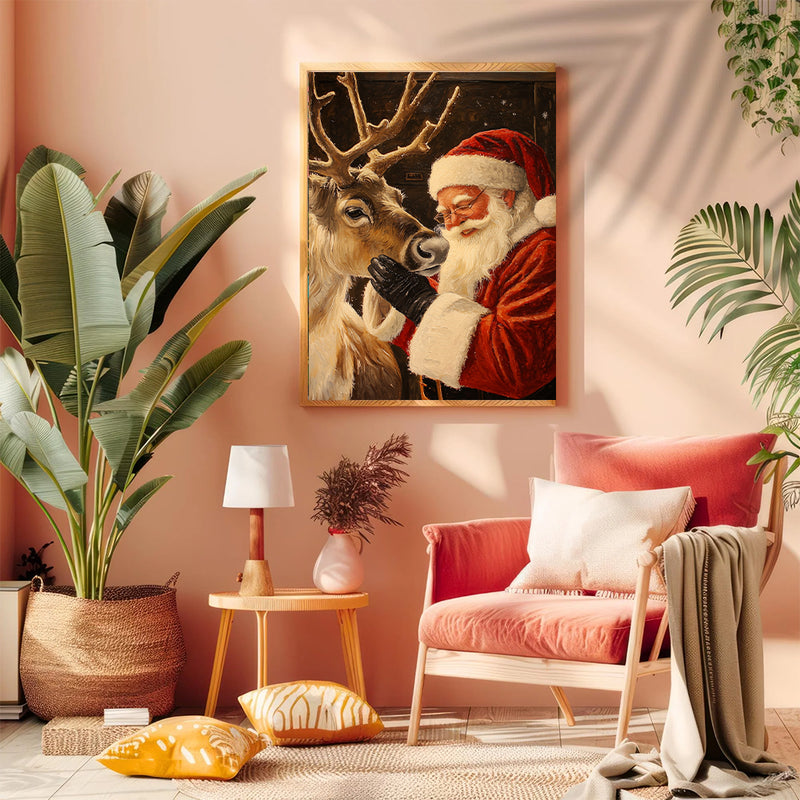 A Painting Of Santa Claus - Living Room - Canvas Wall Art - Print - Wall Decor