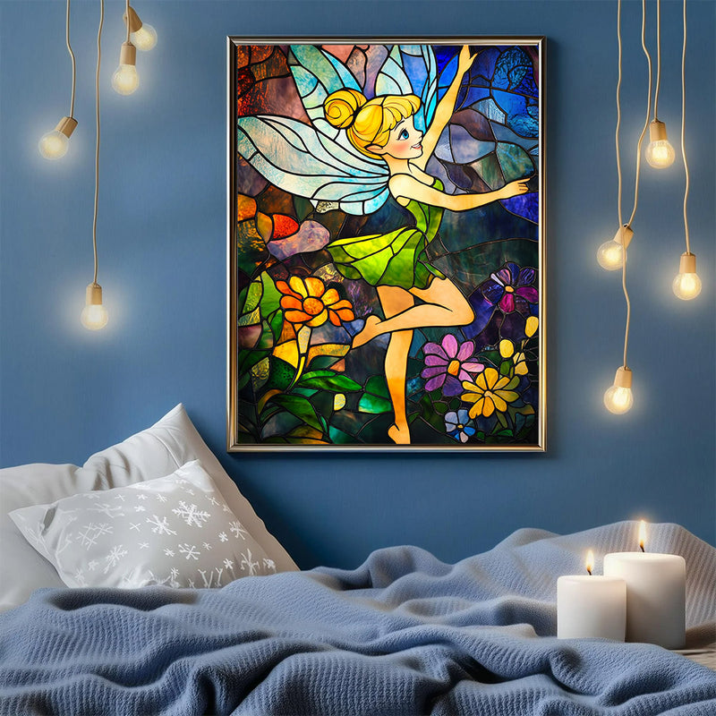 A Stained Glass Window Tinkerbell - Living Room - Canvas Wall Art - Print - Wall Decor