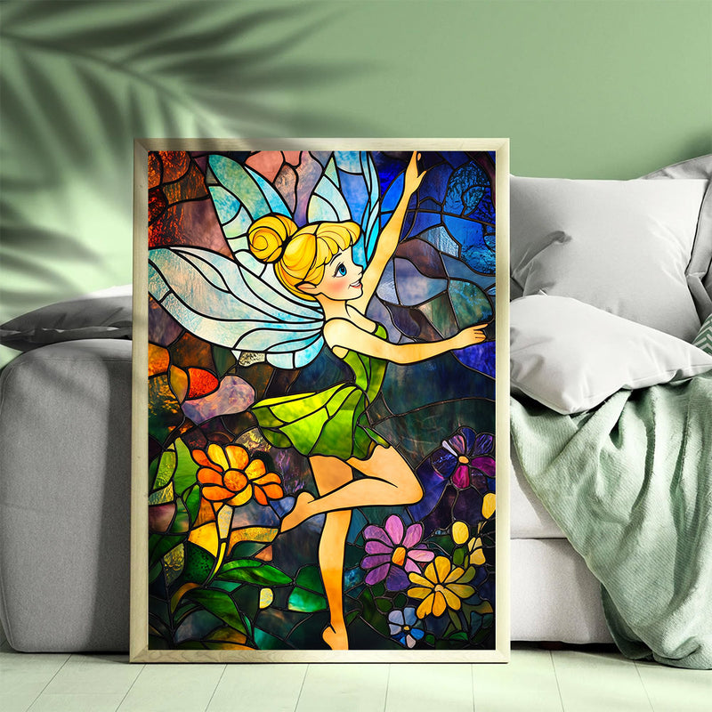 A Stained Glass Window Tinkerbell - Living Room - Canvas Wall Art - Print - Wall Decor