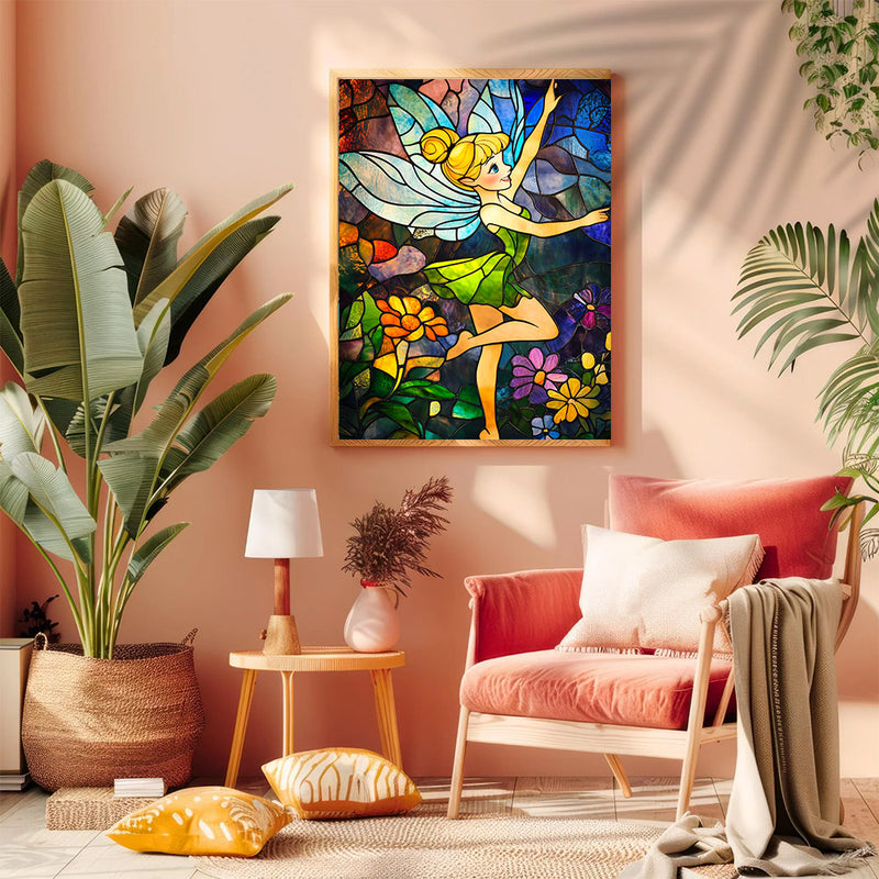 A Stained Glass Window Tinkerbell - Living Room - Canvas Wall Art - Print - Wall Decor