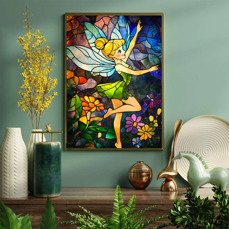 A Stained Glass Window Tinkerbell - Living Room - Canvas Wall Art - Print - Wall Decor