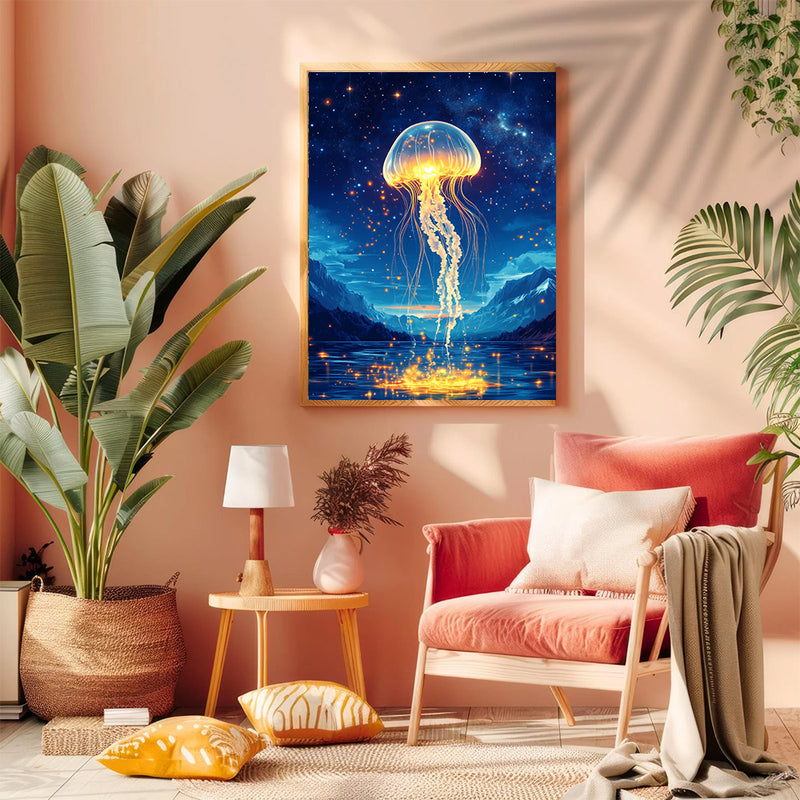 Jellyfish Jumps Out Of The Sea - Living Room - Canvas Wall Art - Print - Wall Decor