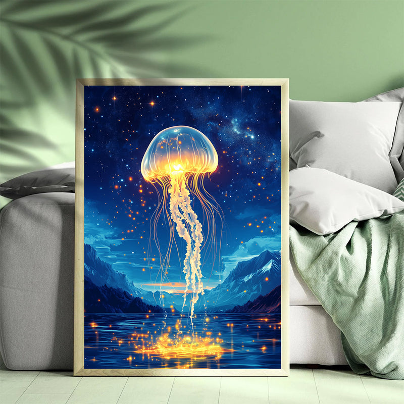 Jellyfish Jumps Out Of The Sea - Living Room - Canvas Wall Art - Print - Wall Decor