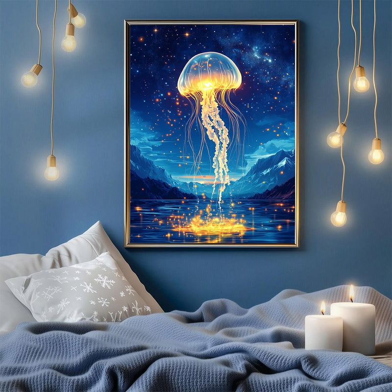 Jellyfish Jumps Out Of The Sea - Living Room - Canvas Wall Art - Print - Wall Decor