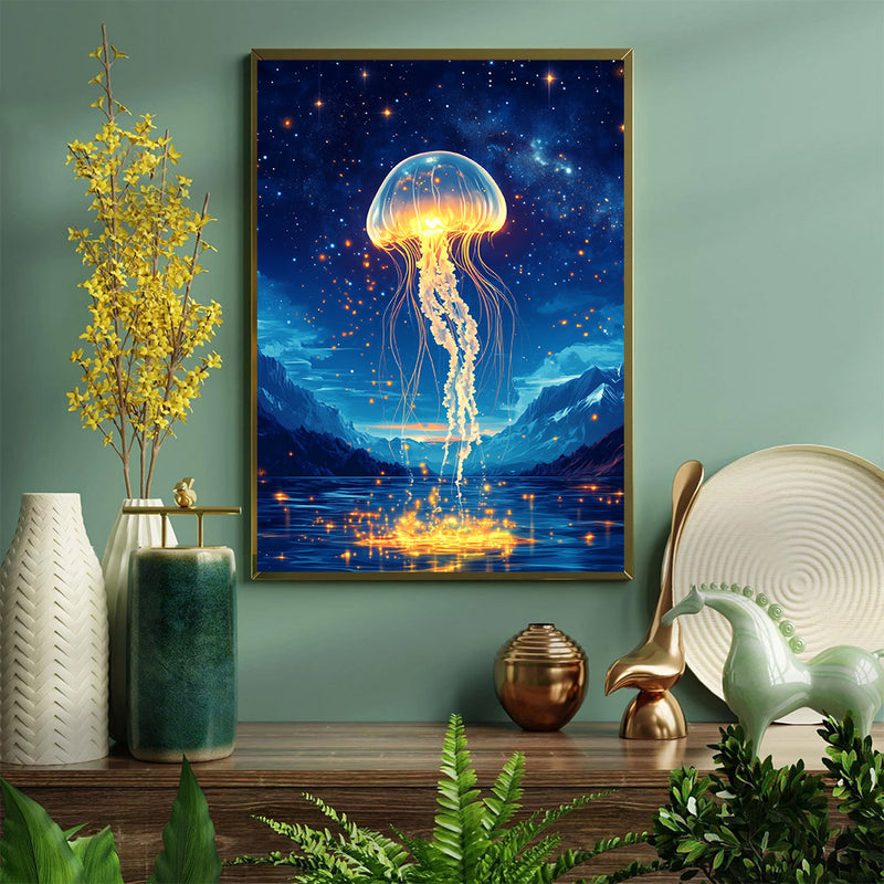 Jellyfish Jumps Out Of The Sea - Living Room - Canvas Wall Art - Print - Wall Decor