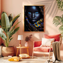 A Beautiful African Woman With Blue Eyes Wearing A Turban - Living Room - Canvas Wall Art - Print - Wall Decor