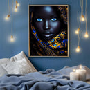 A Beautiful African Woman With Blue Eyes Wearing A Turban - Living Room - Canvas Wall Art - Print - Wall Decor