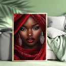 A Beautiful Black Woman Wearing A Red Diamond - Living Room - Canvas Wall Art - Print - Wall Decor