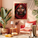 A Beautiful Black Woman Wearing A Red Diamond - Living Room - Canvas Wall Art - Print - Wall Decor