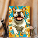 A Close Up Portrait Of A Carousel English Bull Dog - Living Room - Canvas Wall Art - Print - Wall Decor