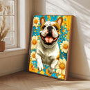 A Close Up Portrait Of A Carousel English Bull Dog - Living Room - Canvas Wall Art - Print - Wall Decor
