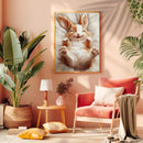 A Cute Bunny Rabbit With Open Eyes Is Smiling - Living Room - Canvas Wall Art - Print - Wall Decor
