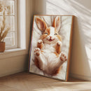 A Cute Bunny Rabbit With Open Eyes Is Smiling - Living Room - Canvas Wall Art - Print - Wall Decor