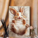 A Cute Bunny Rabbit With Open Eyes Is Smiling - Living Room - Canvas Wall Art - Print - Wall Decor