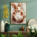 A Cute Bunny Rabbit With Open Eyes Is Smiling - Living Room - Canvas Wall Art - Print - Wall Decor
