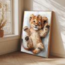 A Cute Lion With Open Eyes Is Smiling - Living Room - Canvas Wall Art - Print - Wall Decor