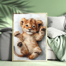 A Cute Lion With Open Eyes Is Smiling - Living Room - Canvas Wall Art - Print - Wall Decor
