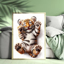 A Cute Tiger With Open Eyes Is Smiling - Living Room - Canvas Wall Art - Print - Wall Decor
