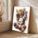 A Cute Tiger With Open Eyes Is Smiling - Living Room - Canvas Wall Art - Print - Wall Decor