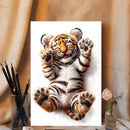 A Cute Tiger With Open Eyes Is Smiling - Living Room - Canvas Wall Art - Print - Wall Decor