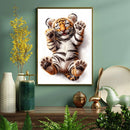 A Cute Tiger With Open Eyes Is Smiling - Living Room - Canvas Wall Art - Print - Wall Decor