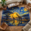 Giraffe Starry Night Animal Rectangular Area Rug