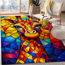 Colorful Giraffe Stained Glass Rectangular Area Rug