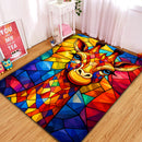 Colorful Giraffe Stained Glass Rectangular Area Rug