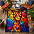 Colorful Giraffe Stained Glass Rectangular Area Rug