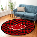 Akatsuki Cloud Red Checkered Round Rug