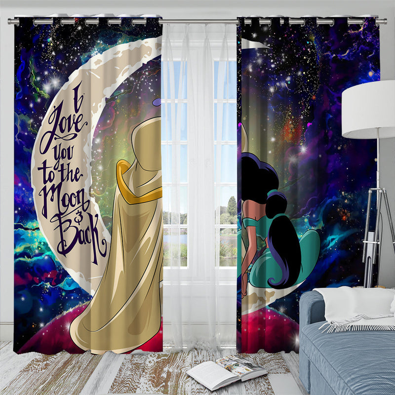 Aladin Couple Love You To The Moon Galaxy Window Curtain