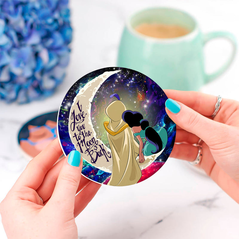 Aladin Couple Love You To The Moon Galaxy Ceramic Decor Coaster - Gift Idea