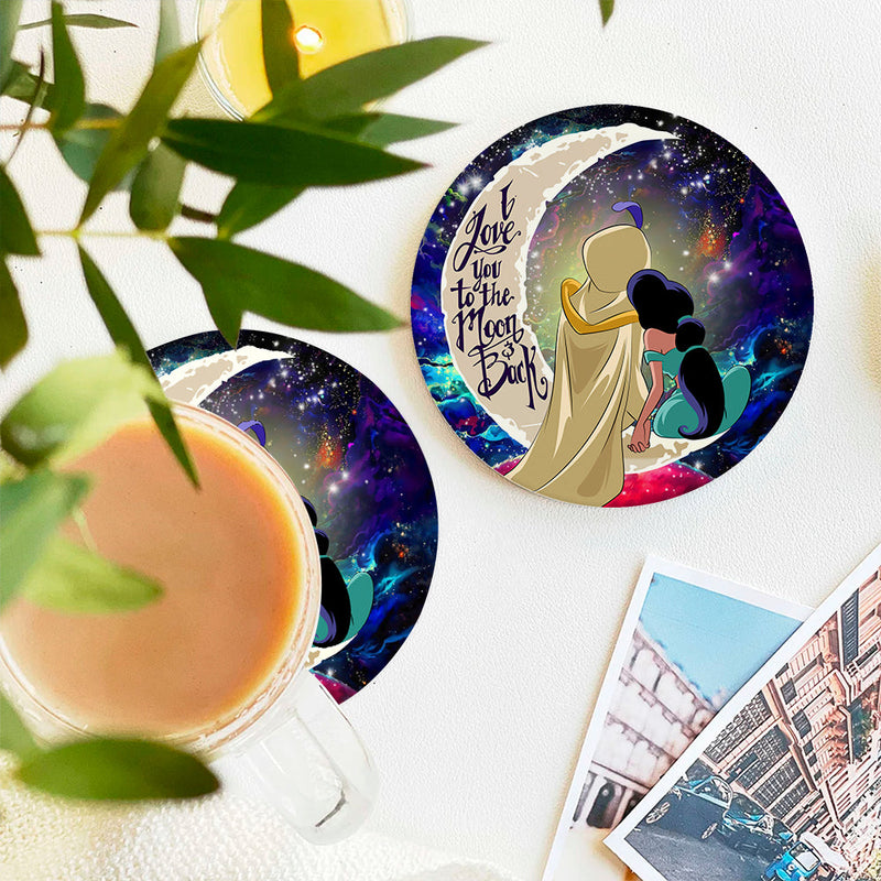 Aladin Couple Love You To The Moon Galaxy Ceramic Decor Coaster - Gift Idea