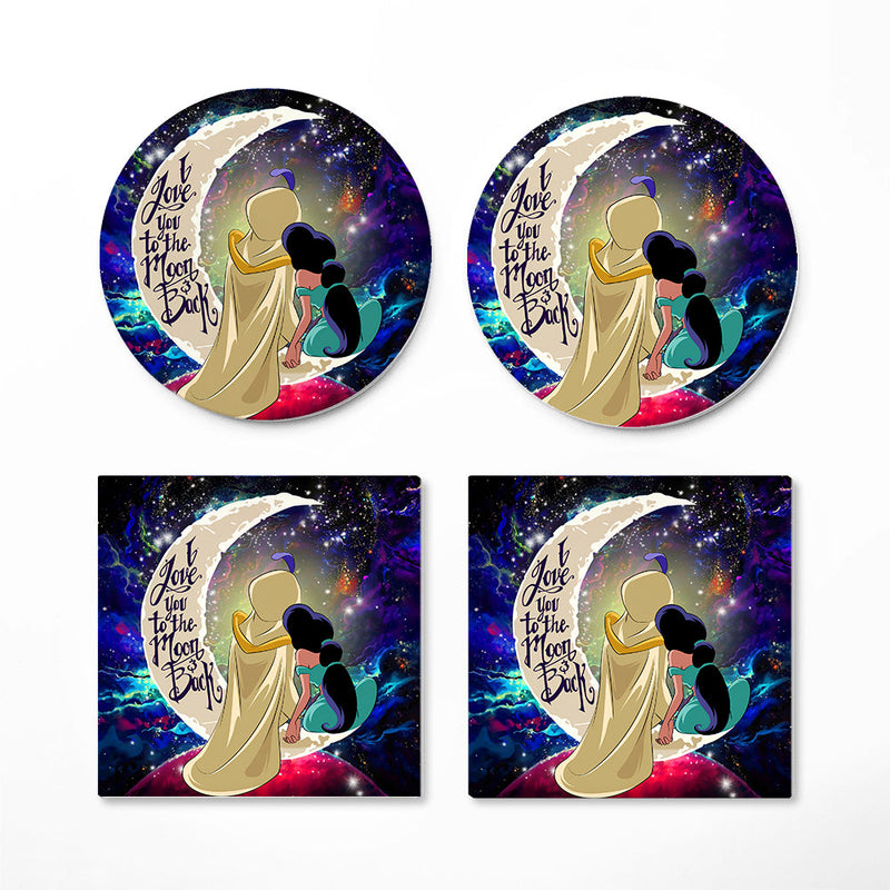 Aladin Couple Love You To The Moon Galaxy Ceramic Decor Coaster - Gift Idea