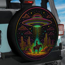 Alien Cowboy Colorfull Car Spare Tire Cover With Camera Hole