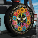 Hippie Bee Daisy Wreath Car Spare Tire Cover