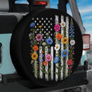 American Flag Floral Car Spare Tire Cover