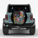 American Flag Floral Car Spare Tire Cover