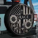 American Flag Grace Car Spare Tire Cover