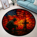 US American Soldier Remembrance Round Rug
