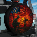 American Soldier_s Remembrance Stained Glass Jeep Car Spare Tire Cover